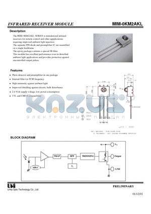 MIM-0KM2AKL datasheet - INFRARED RECEIVER MODULE