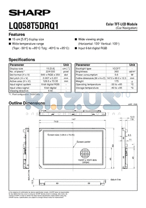 LQ058T5DRQ1 datasheet - Color TFT-LCD Module (Car Navigation)