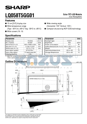 LQ058T5GG01 datasheet - Color TFT-LCD Module(Car Navigation)