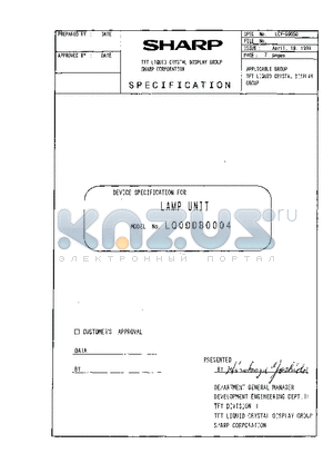 LQ0DDB0004 datasheet - DEVICE SPECIFICATION FOR LAMP UNIT