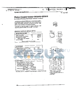 GE3009 datasheet - PHOTON COUPLED ISOLATOR