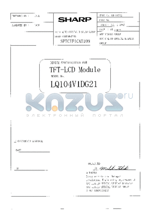 LQ104V1DG21 datasheet - TFT-LCD Module