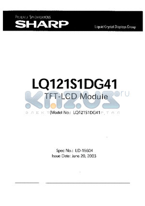 LQ121S1DG41 datasheet - TFT-LCD MODULE