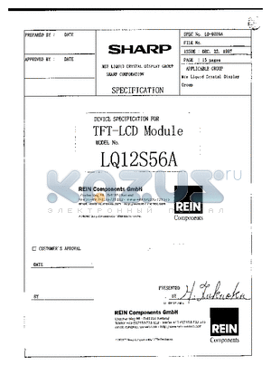 LQ12S56A datasheet - TFT LCD MODULE