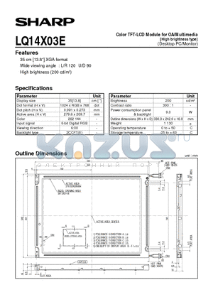 LQ14X03E datasheet - Color TFT-LCD Module for OA/Multimedia[High brightness type](Desktop PC/Monitor)