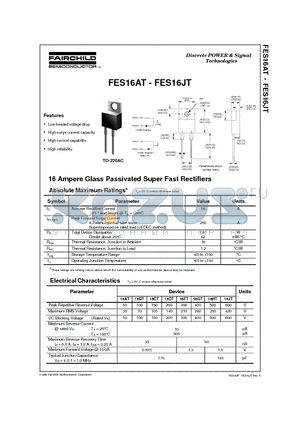 FES16FT datasheet - 16 Ampere Glass Passivated Super Fast Rectifiers