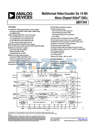 ADV7344BSTZ datasheet - Multiformat Video Encoder Six 14-Bit Noise Shaped Video DACs