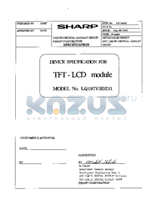 LQ197V3DZ31 datasheet - TFT LCD MODULE