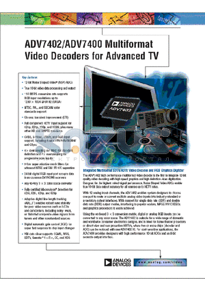ADV7400 datasheet - ADV7402/ADV7400 Multiformat Video Decoders for Advanced TV