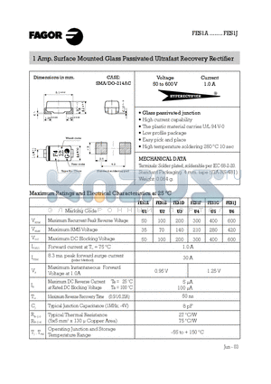 FES1A datasheet - 1 Amp. Surface Mounted Glass Passivated Ultrafast Recovery Rectifier