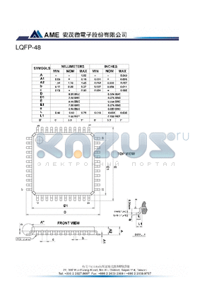 LQFP-48 datasheet - A1 : MIN 0.05 MAX 0.15  A2 : MIN 1.35 MAX 1.45