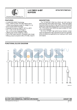 IDT54FCT3827APY datasheet - 3.3V CMOS 10-BIT BUFFERS