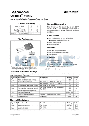 LQA30A300C datasheet - 300 V, 30 A Q-Series Common-Cathode Diode