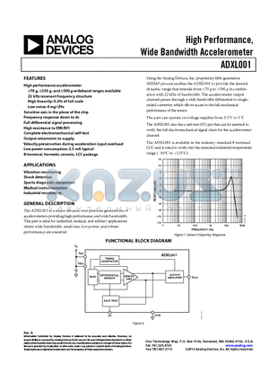 ADXL001-250BEZ-R7 datasheet - High Performance, Wide Bandwidth Accelerometer