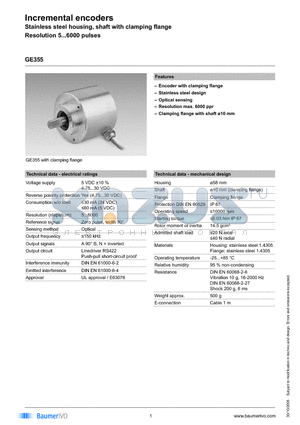 GE355.A223140 datasheet - Incremental encoders