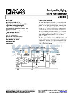 ADXL180 datasheet - Configurable, High g, iMEMS Accelerometer