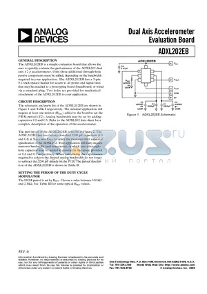 ADXL202EB datasheet - Dual Axis Accelerometer Evaluation Board