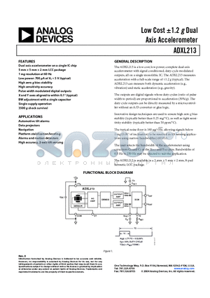 ADXL213AE-REEL datasheet - Low Cost 1.2 g Dual Axis Accelerometer