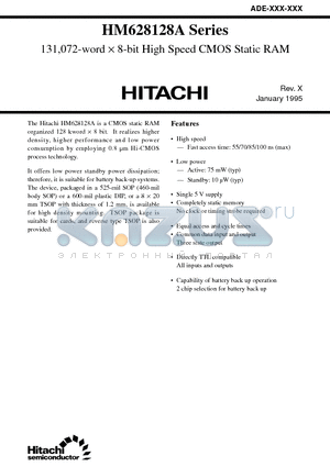 HM628128ALT-10SL datasheet - 131,072-word X 8-bit High Speed CMOS Static RAM