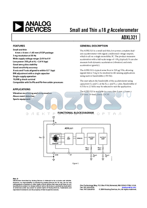 ADXL321JCP-REEL datasheet - Small and Thin 18 g Accelerometer