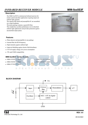 MIM-5375S3F datasheet - INFRARED RECEIVER MODULE