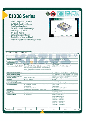 E13D8 datasheet - OSCILLATOR