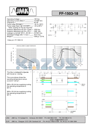 FF-1503-18 datasheet - Operating Voltage = 125 Vac Operating Current (Max) = 18 AMP A/C