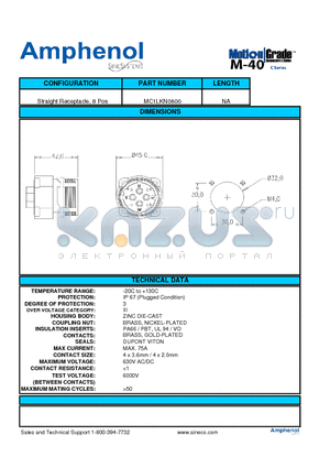 MC1LKN0800 datasheet - Straight Receptacle, 8 Pos