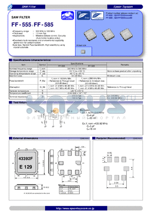 FF-555 datasheet - SAW FILTER