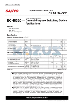 ECH8320 datasheet - General-Purpose Switching Device Applications