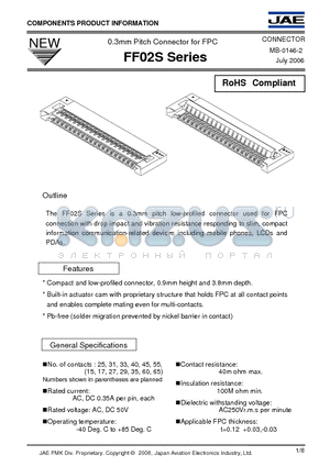 FF02S datasheet - 0.3mm Pitch Connector for FPC