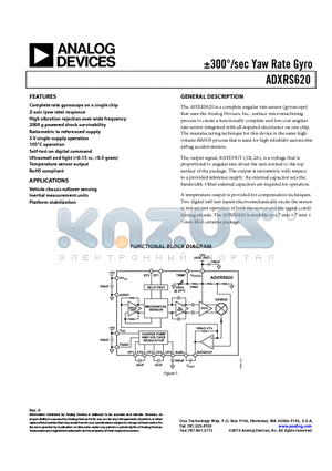 ADXRS620WBBGZA datasheet - a300`/sec Yaw Rate Gyro