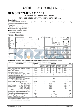 GEMBR2150T datasheet - SCHOTTKY BARRIER RECTIFIERS