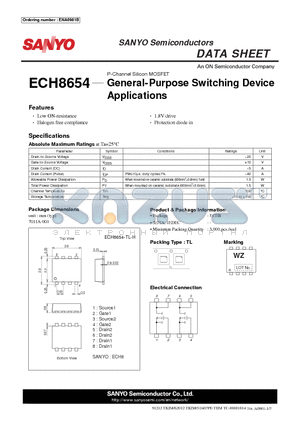 ECH8654 datasheet - General-Purpose Switching Device Applications