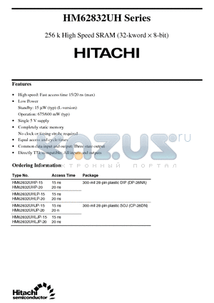 HM62832UH datasheet - 256 k High Speed SRAM (32-kword 8-bit)