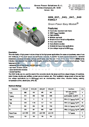 GEM_043 datasheet - Green Power Easy Module ^