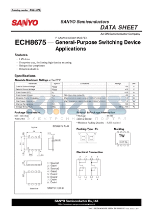 ECH8675_12 datasheet - General-Purpose Switching Device Applications