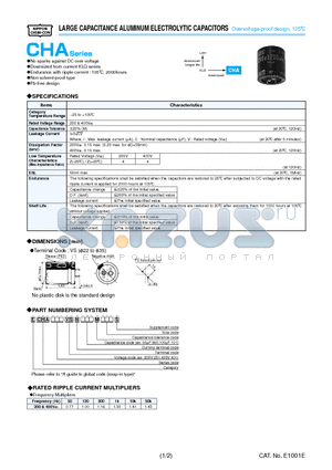 ECHA201VSN102MR35S datasheet - LARGE CAPACITANCE ALUMINUM ELECTROLYTIC CAPACITORS