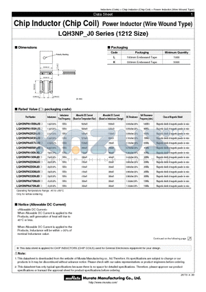 LQH3NP datasheet - Chip Inductor (Chip Coil) Power Inductor (Wire Wound Type)