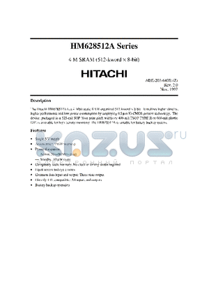 HM628512A datasheet - 4M SRAM (512 KWORD X 8 BIT)