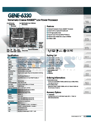 GENE-6330-A10-02 datasheet - Onboard Transmeta Crusoe TM5800 Processor