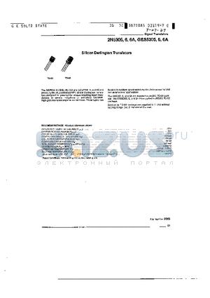 GES5306 datasheet - SILICON DARLINGTON TRANSISTORS