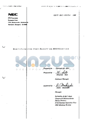 GET-BC-0004 datasheet - Qualification Test Report on NE292