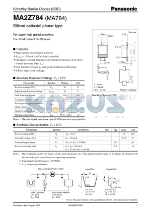 MA784 datasheet - Schottky Barrier Diodes (SBD)