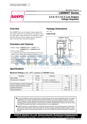 L88M00T datasheet - 3.3 to 12 V, 0.5 A Low Dropout Voltage Regulator