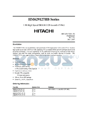 HM629127HBJP-20 datasheet - 1 M HIGH SPEED SRAM(128-KWORD X 9-BIT)