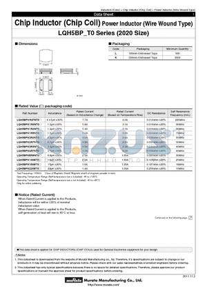 LQH5BPN1R5NT0P datasheet - Chip Inductor (Chip Coil) Power Inductor (Wire Wound Type)