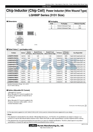 LQH88P datasheet - Chip Inductor (Chip Coil) Power Inductor (Wire Wound Type)