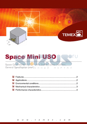 MINIUSO datasheet - Space Qualified Mini USO - Ultra Stable Crystal Oscillator, General Specification (rev1)
