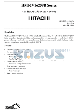 HM62V16258B datasheet - 4 M SRAM (256-kword x 16-bit)